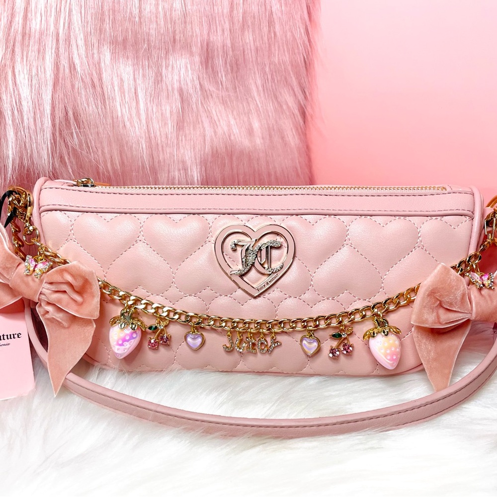 New Juicy Couture Pink Diamond Coquette Shoulder Bag with Accessories